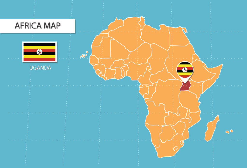 Map of Africa with Uganda highlighted